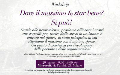 5/04/2019 – Workshop: Dare il massimo e star bene? Si può!