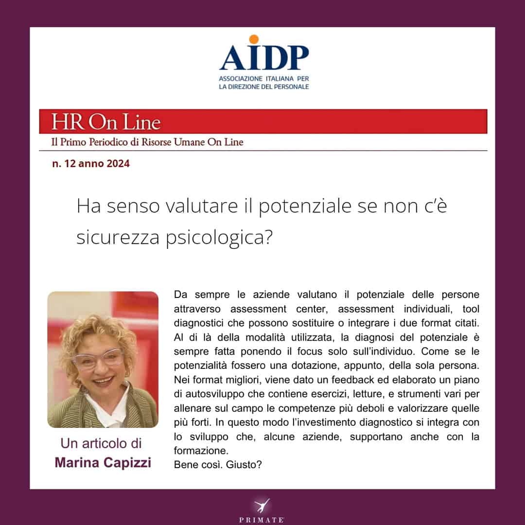 AIDP_Ha senso valutare il potenziale se non c’è sicurezza psicologica