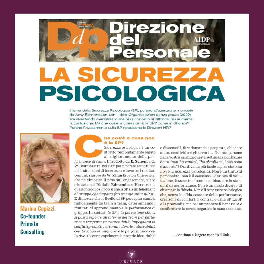 M. Capizzi – La Sicurezza Psicologica – DDP Direzione del Personale AIDP – Marzo 2025 – PRIMATE Consulting