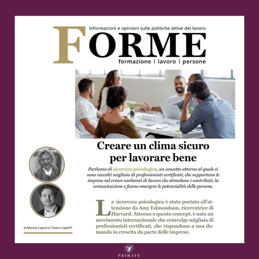 M. Capizzi e T. Capelli – Forme n°35 – Creare un clima sicuro per lavorare bene – PRIMATE Consulting